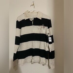 Disney Embroidered Mickey Mouse Piano Striped Long Sleeve Polo NWT